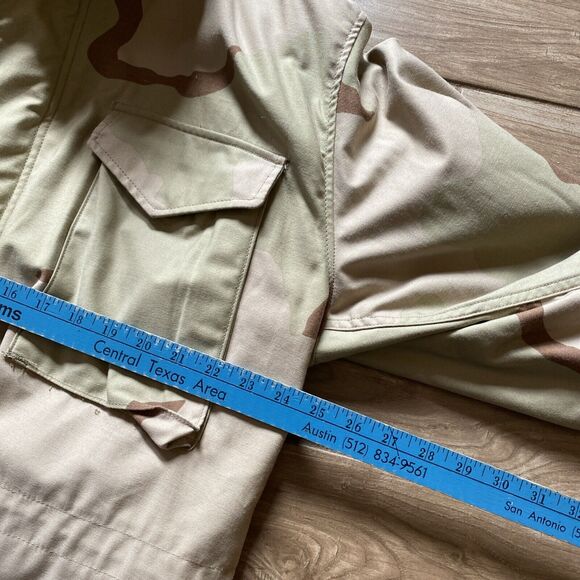 Military Jacket Mens Brown Desert Camo Coat Jacket Hoodie Cold Weather Large - Picture 4 of 7